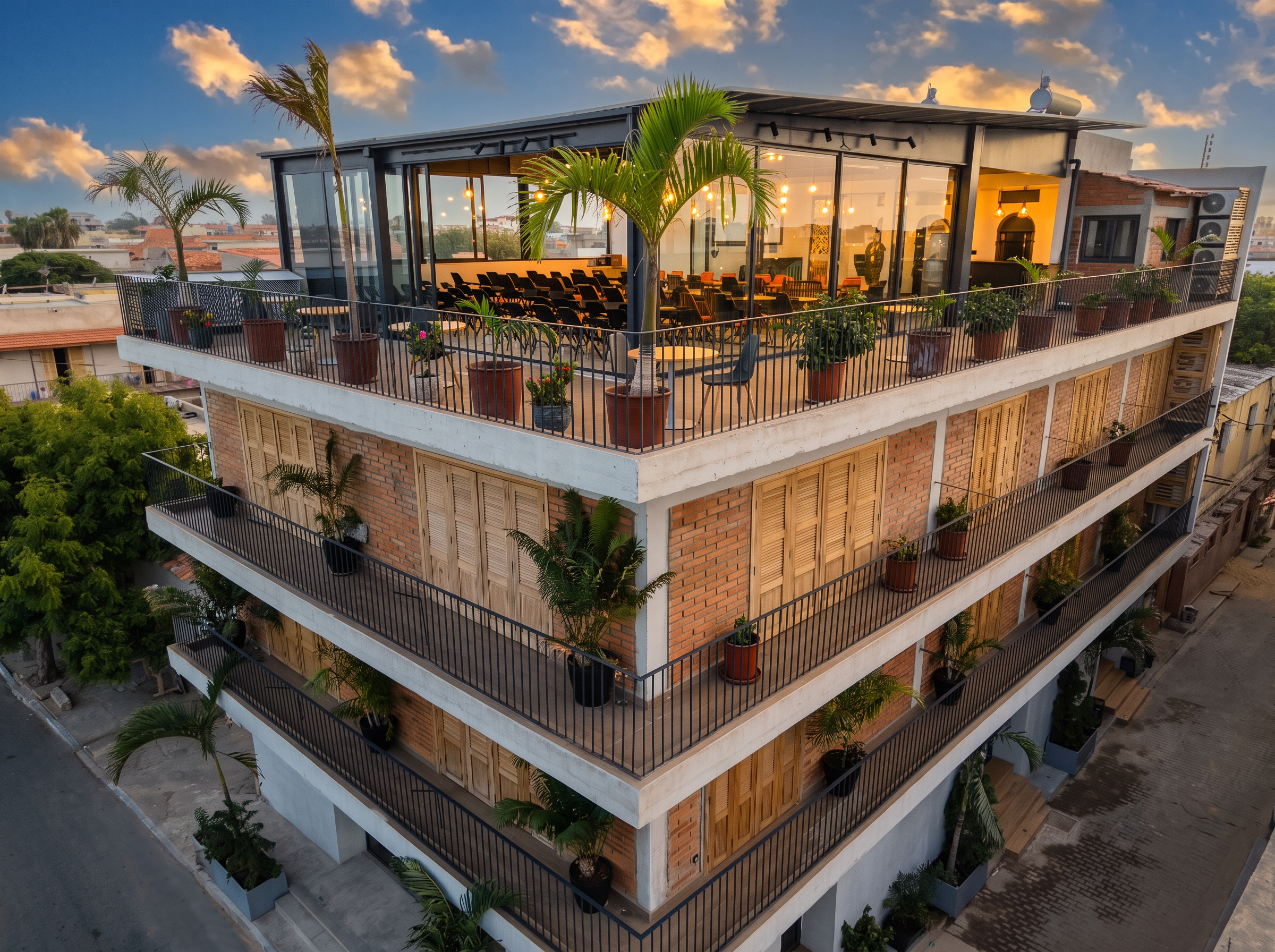 Hôtel Signare à Saint-Louis du Sénégal au coucher du soleil
